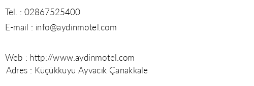 Aydn Hotel telefon numaralar, faks, e-mail, posta adresi ve iletiim bilgileri
